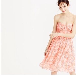 J. CREW Vintage Silk Chiffon Floral Strapless Dress